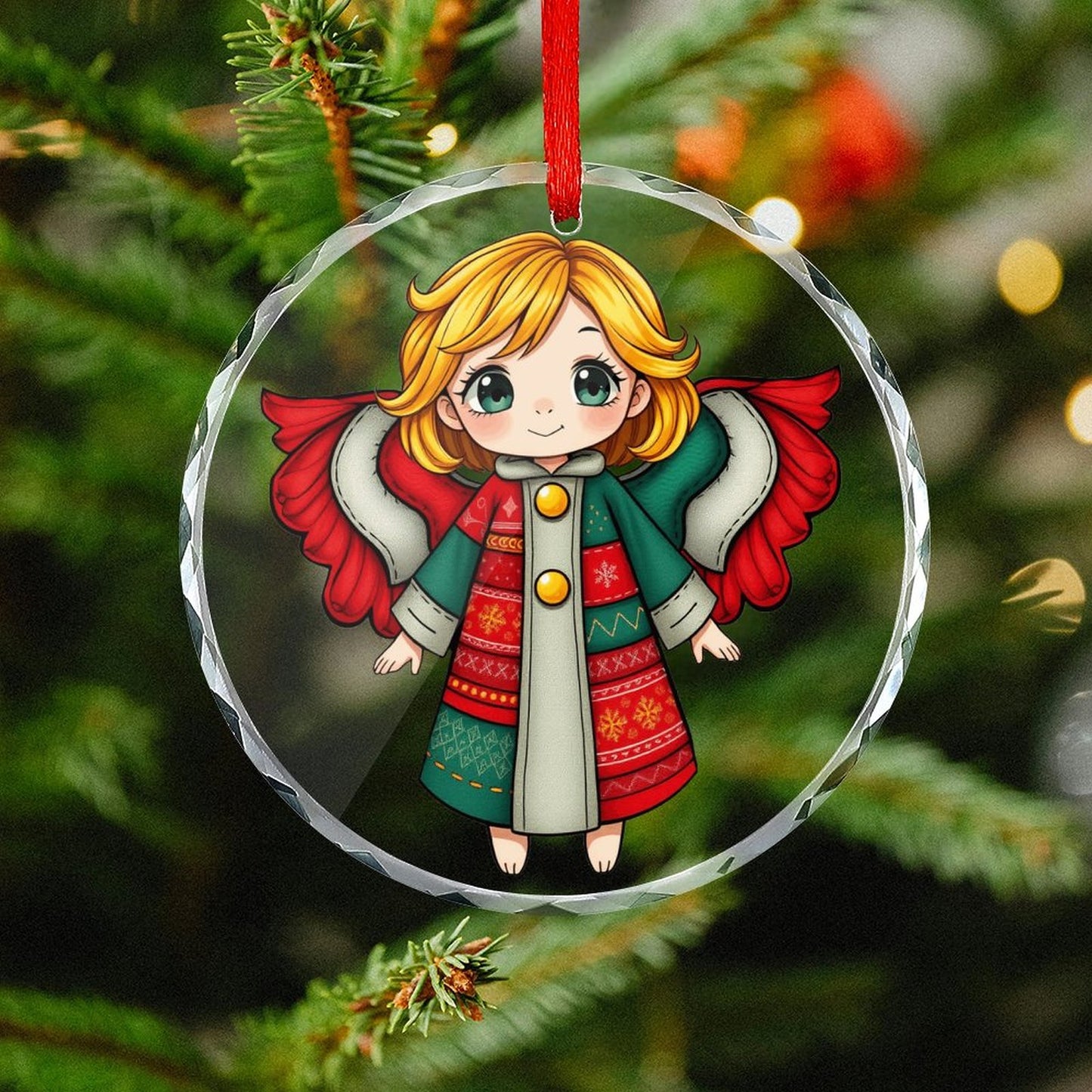 Glass Circular Ornament Pendant