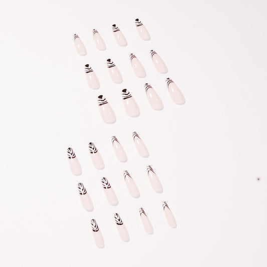 Black and white markings French False nail Wear Nail Art Finished Fake Nail Nail Patch Nail Patch 365nails – Image 2