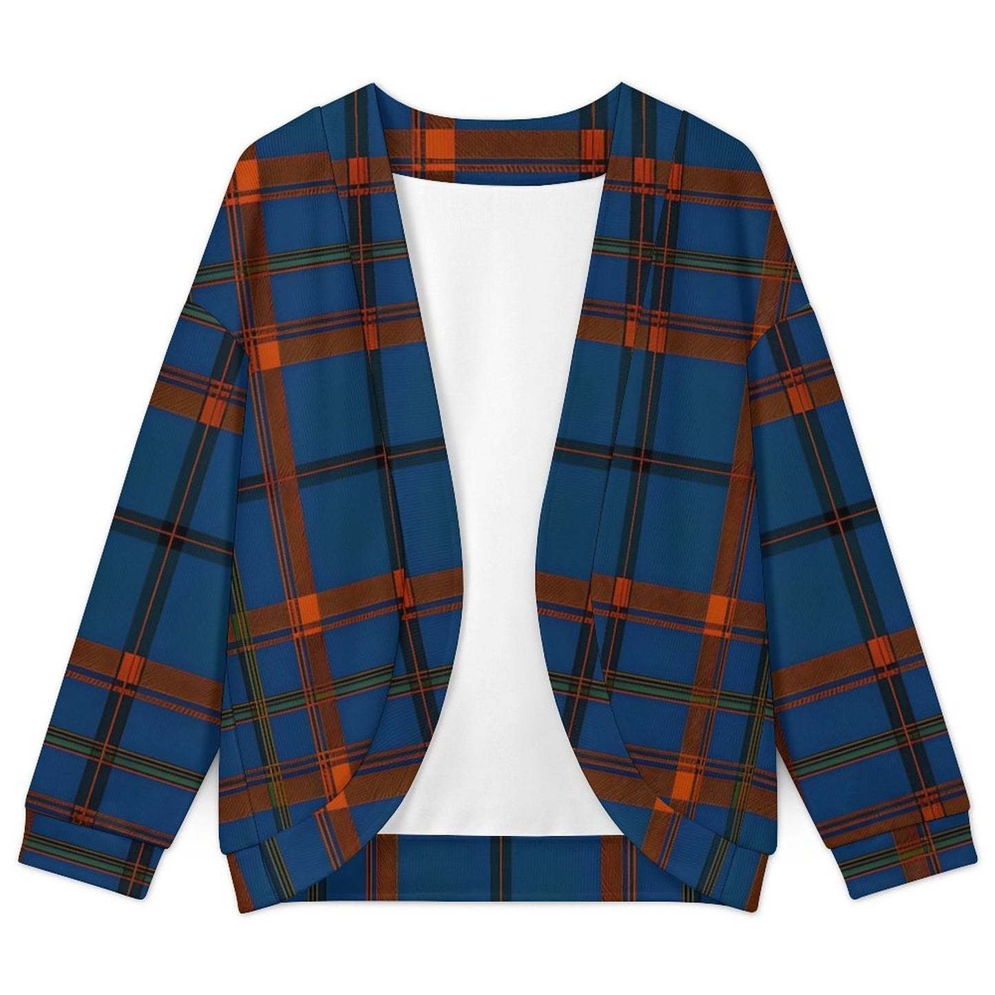 Women's Drop Shoulder Cardigan Plaid