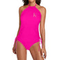 DTF Halter High Neck 2-Piece Swimsuit Set for Women
