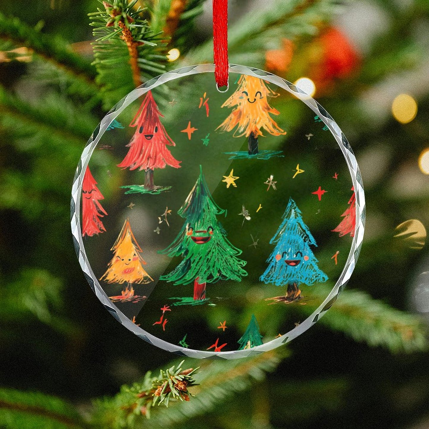 Glass Circular Ornament Pendant