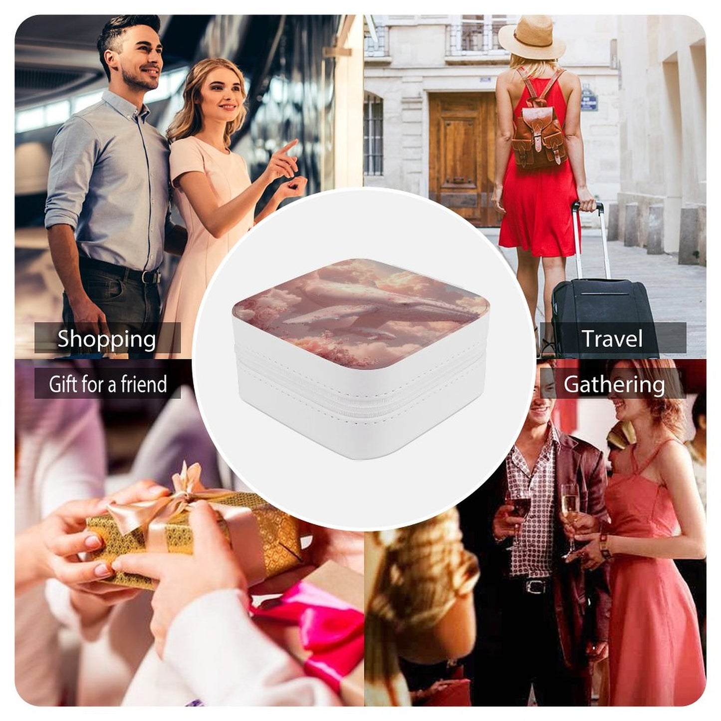 PU Portable Travel Jewellery Box - Pink Whale