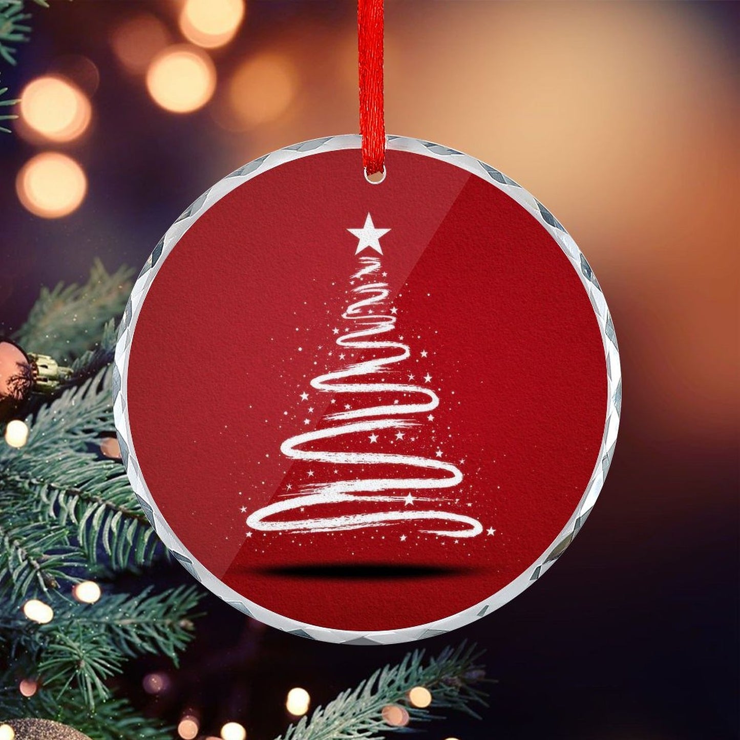 Glass Circular Ornament Pendant - Tree