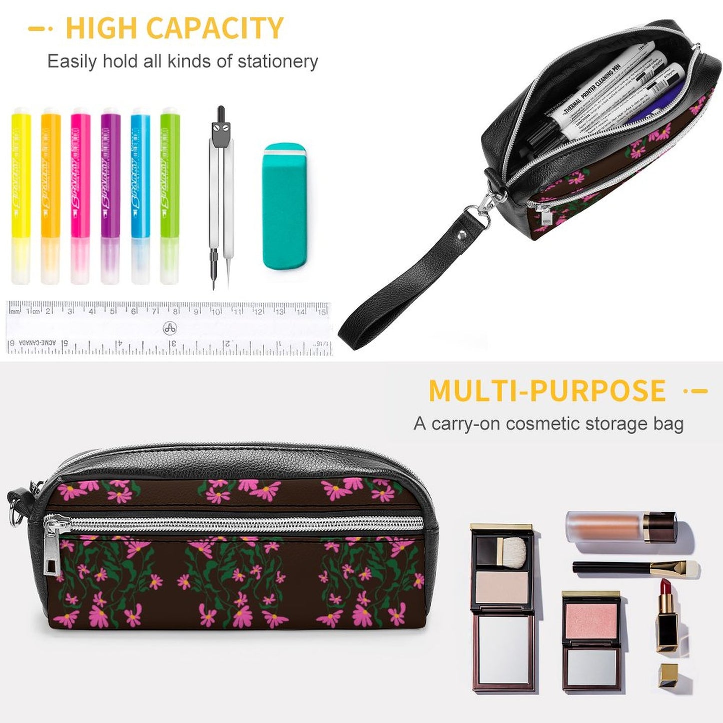 Versatile Cosmetic Bag & Pencil Case Pouch