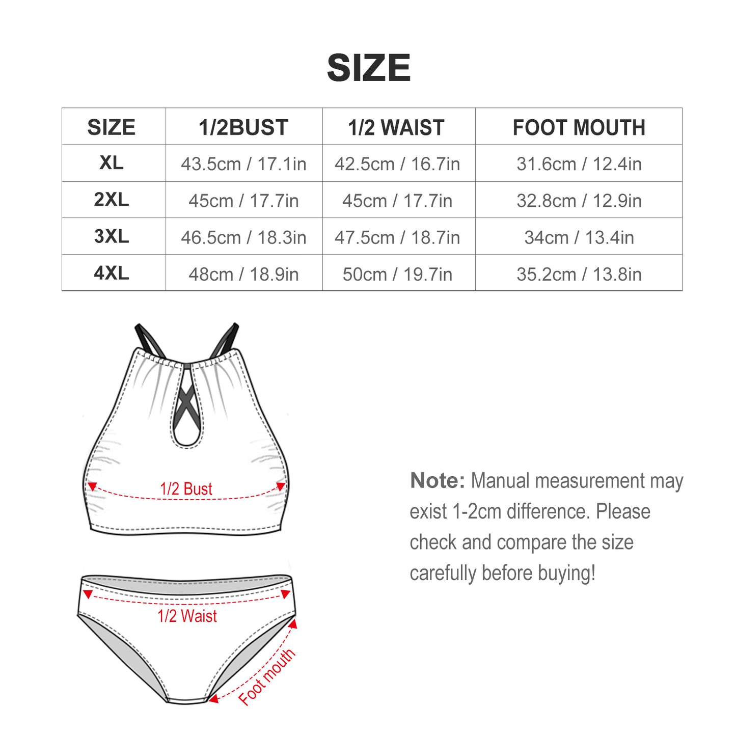 Plus Size Women's Two piece Swimsuit with High Neck Halter Top