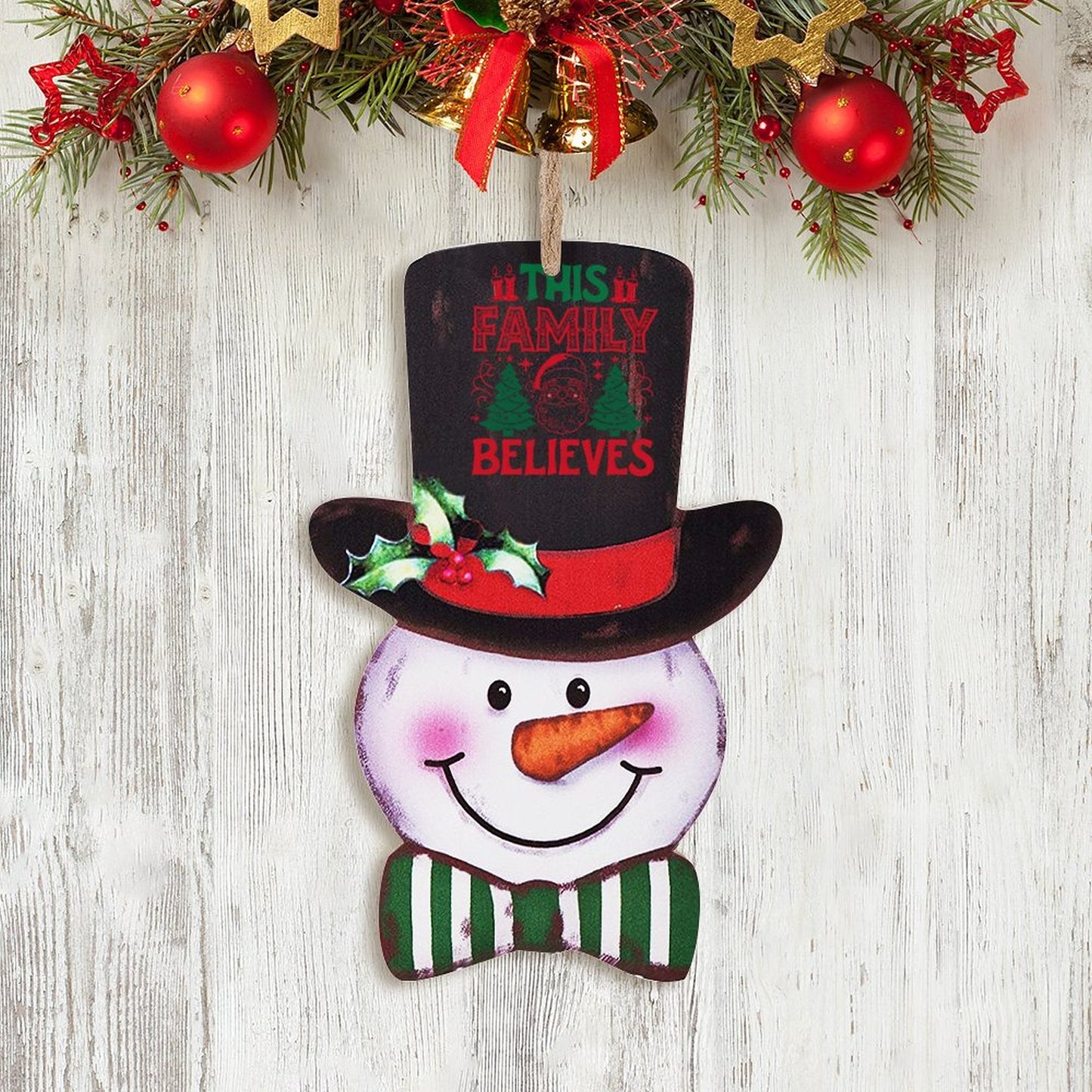 Wooden Christmas Snowman Ornament