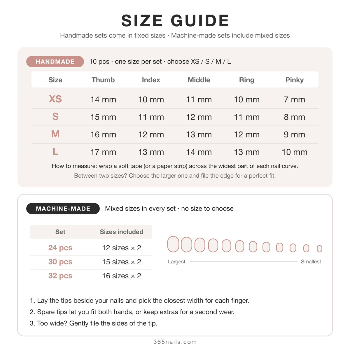 Floral Tortoiseshell and Zebra Accent Glossy Nails – Size Guide