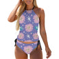 2-Piece Women's Tankini Set with High Neck Halter Top