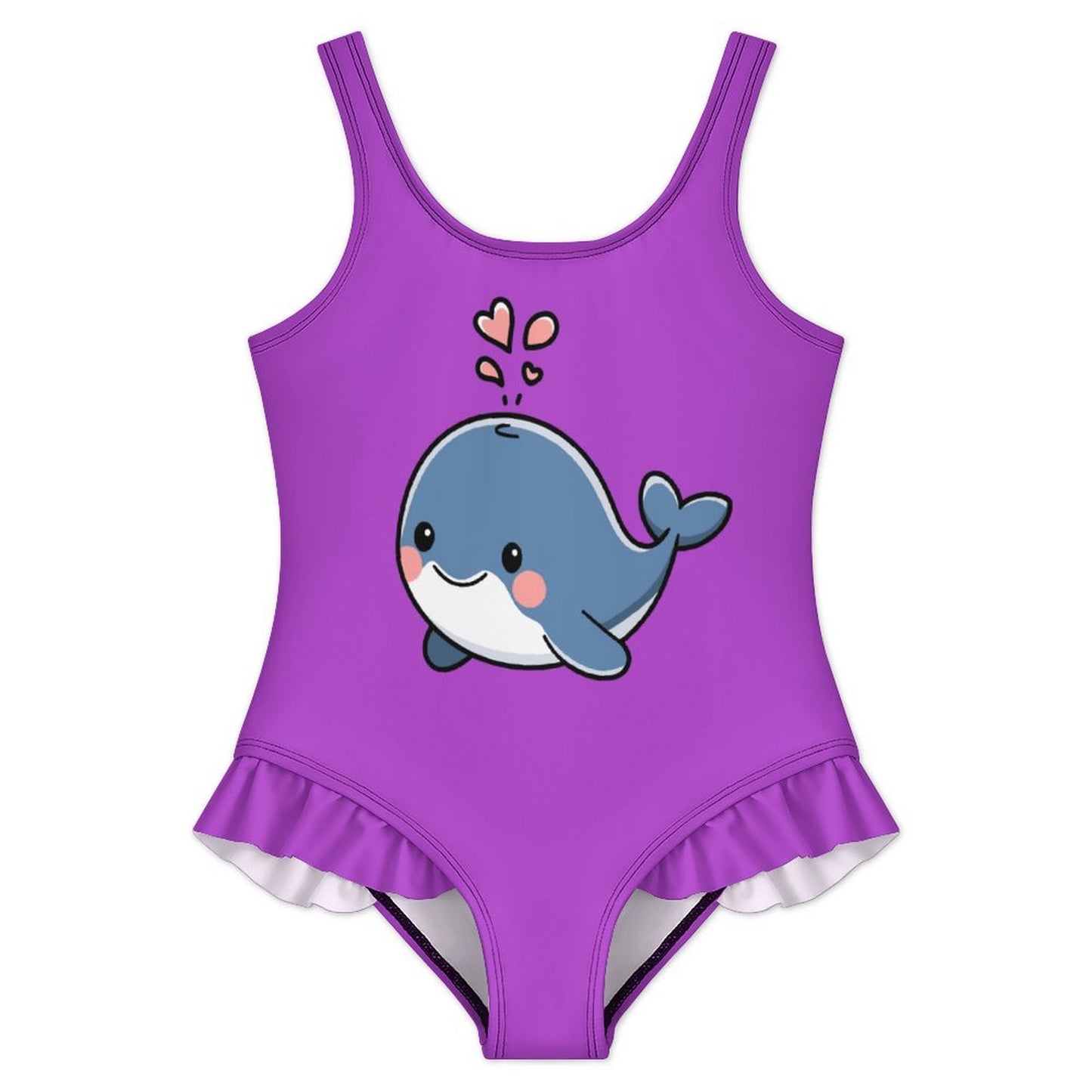 Girls Ruffle Trim One Piece Swimwear