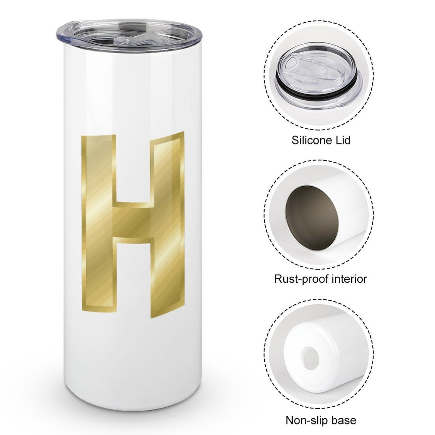 20oz Skinny Stainless Steel Straight Cup-With Lid