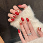 Red & Gold Christmas Press‑On Nails – Gift Box and Ornament Design – Image 2