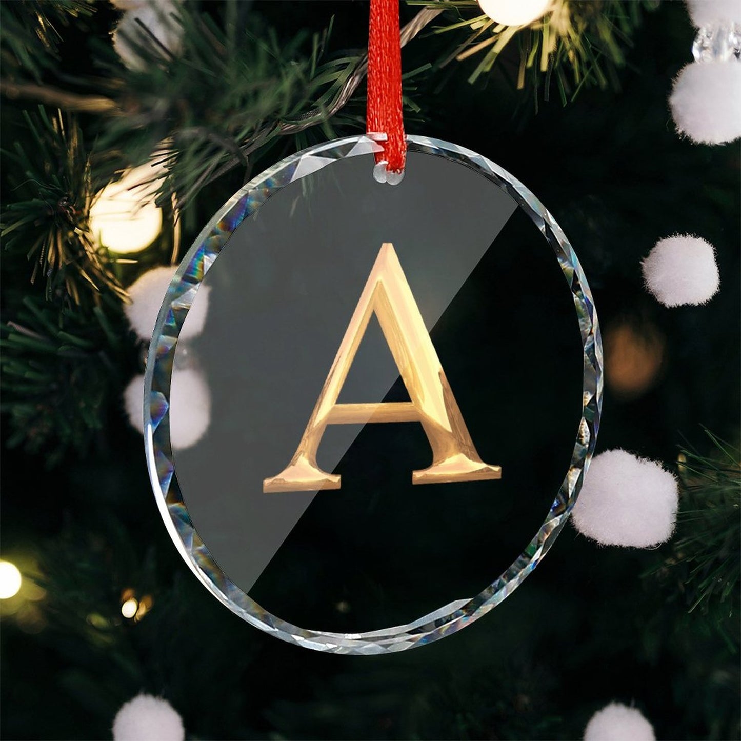 Glass Circular Ornament Pendant- Letter A