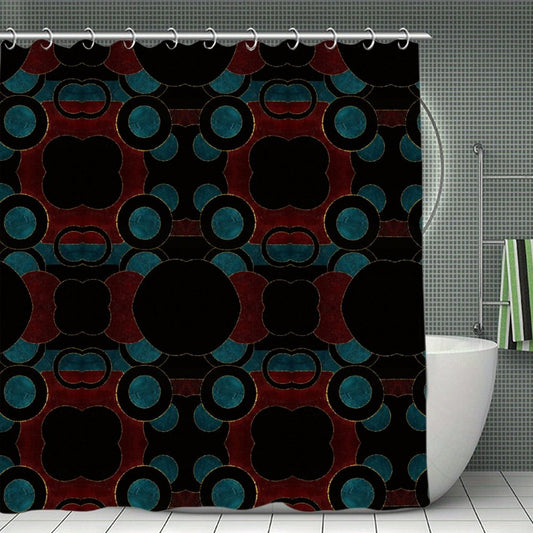 Waterproof Shower Curtain - Black Circles