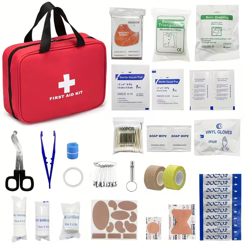 338pcs First Aid Kit, Premium Waterproof Compact Trauma Medical Kits