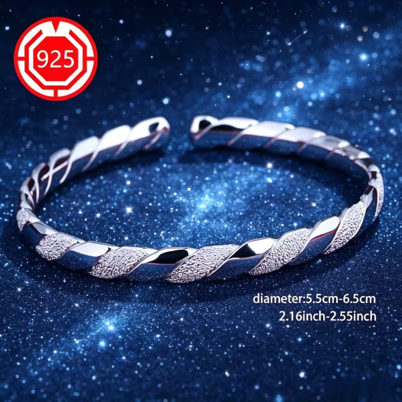 925 Silver Twisted Bangle Bracelet