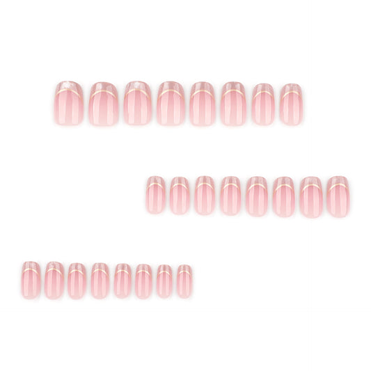 Simple French cat's eye short square round press-on nails – Image 2