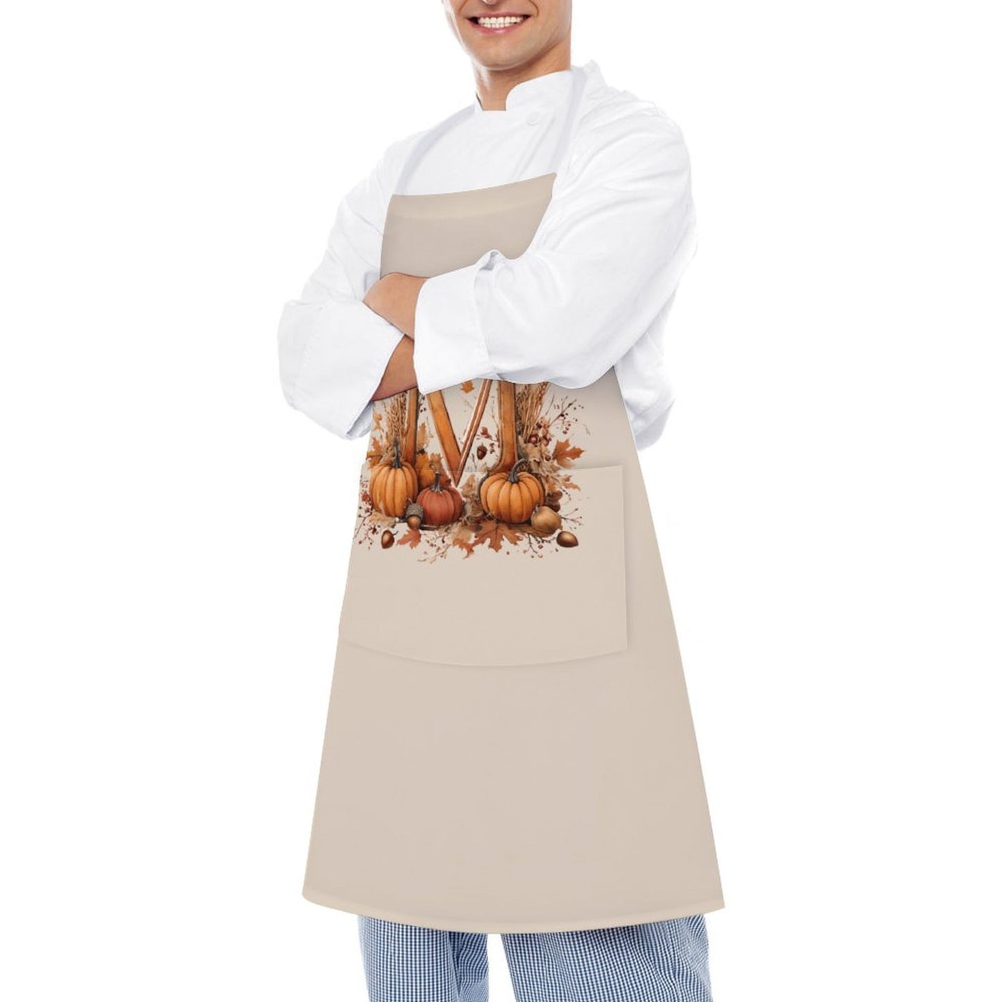 Adult Apron with Pocket - Thanksgiving Letter M