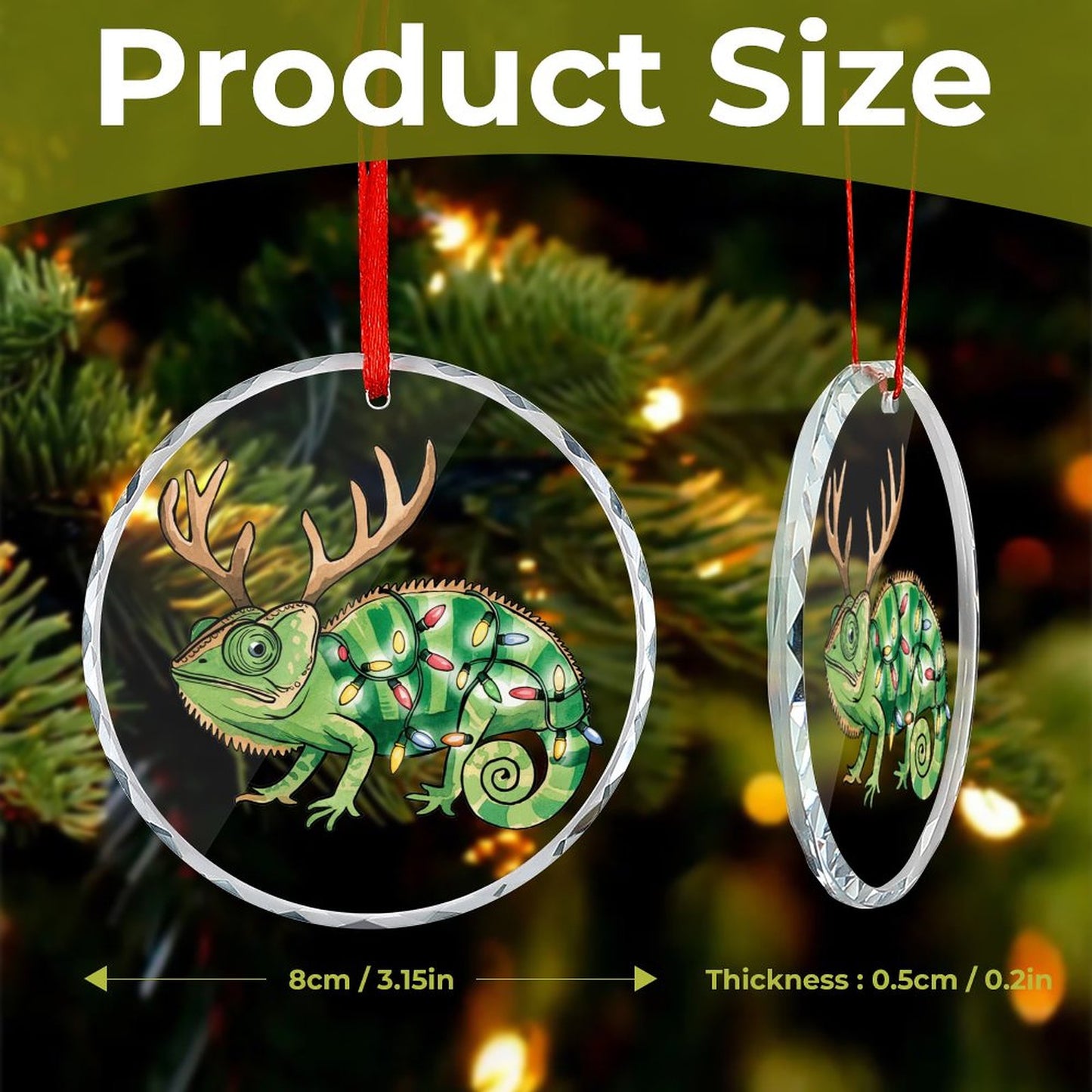 Glass Circular Ornament Pendant Gecko