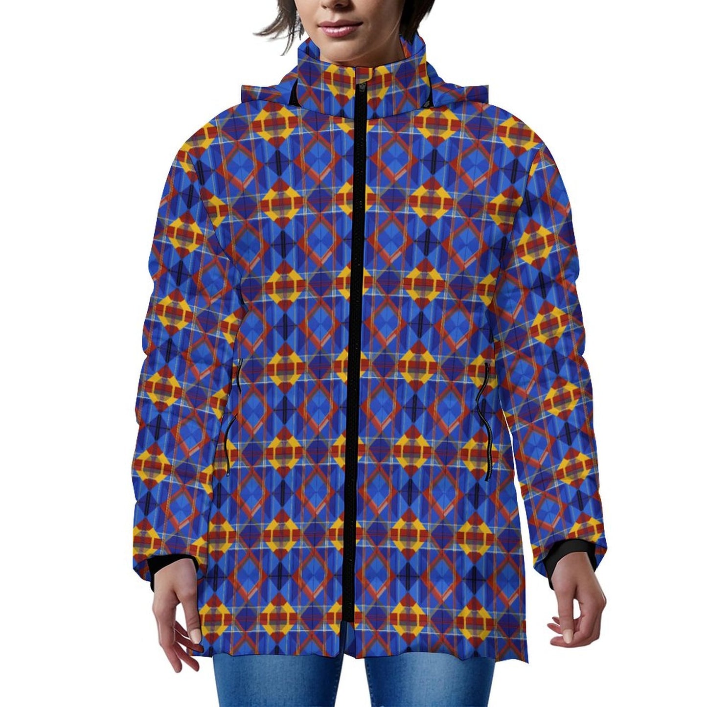 Winter Quilted Long-Sleeve Hooded Outerwear(All-Over Printing)