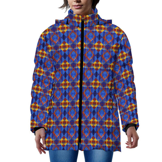 Winter Quilted Long-Sleeve Hooded Outerwear(All-Over Printing)