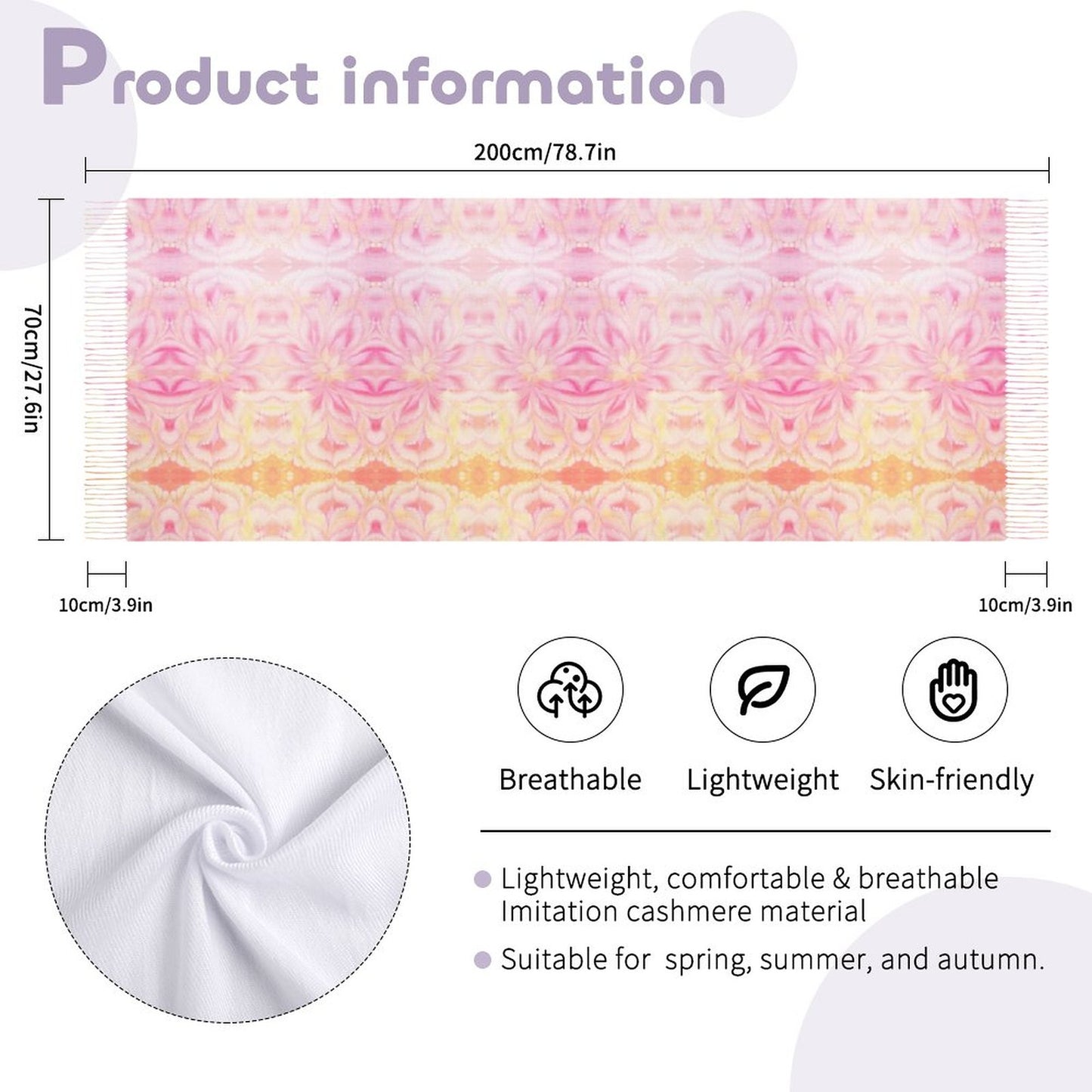 Cashmere-like Tassel Scarf Tie-dye