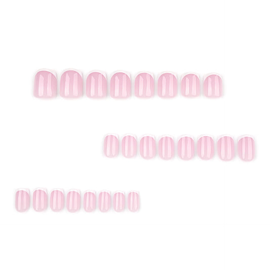 Minimalist French White Wearing Nail Short Square Nail Wearing Nail Sheet Finished Product Wholesale Foreign Trade – Image 2