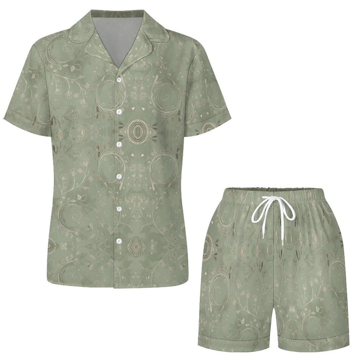 Worn-effect Fabric Women Satin Pajama Set