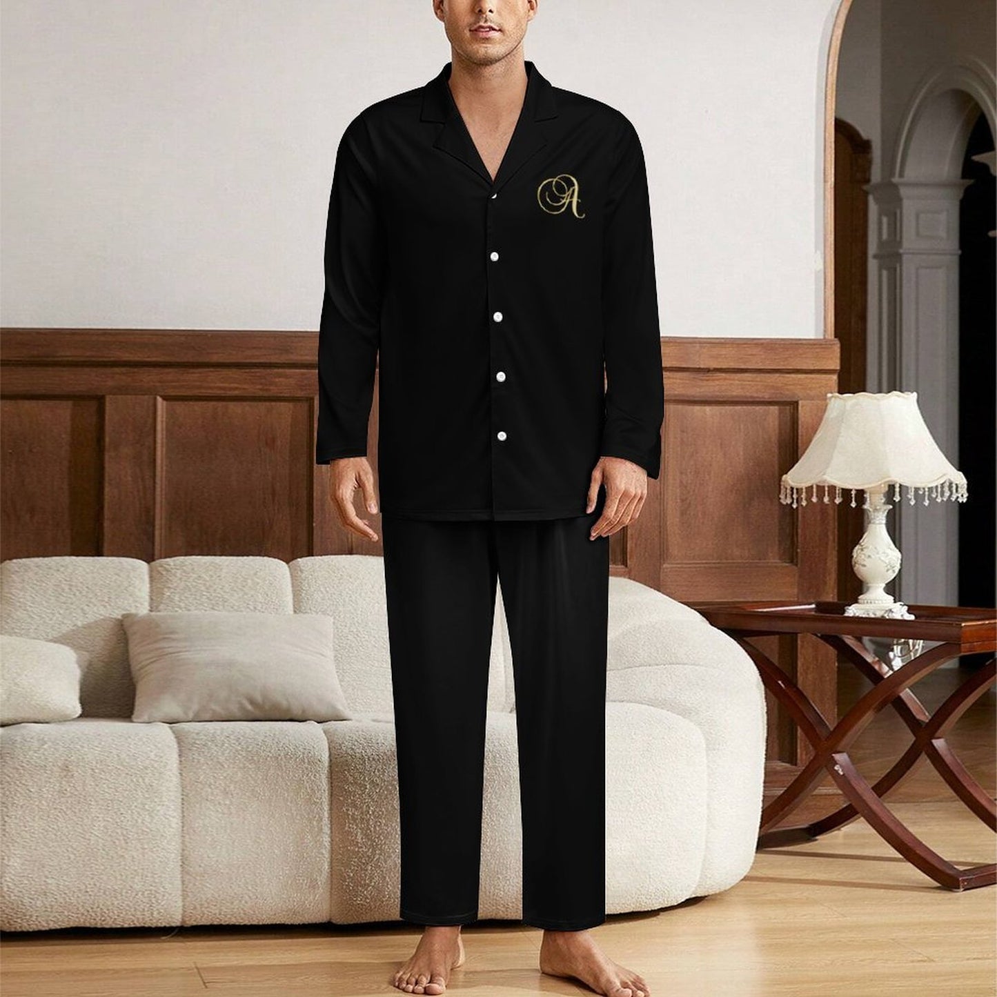 Men's Long-Sleeve Pajama Set - Letter A