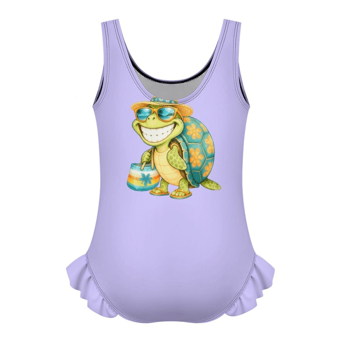 Girls Ruffle Trim One Piece Swimwear