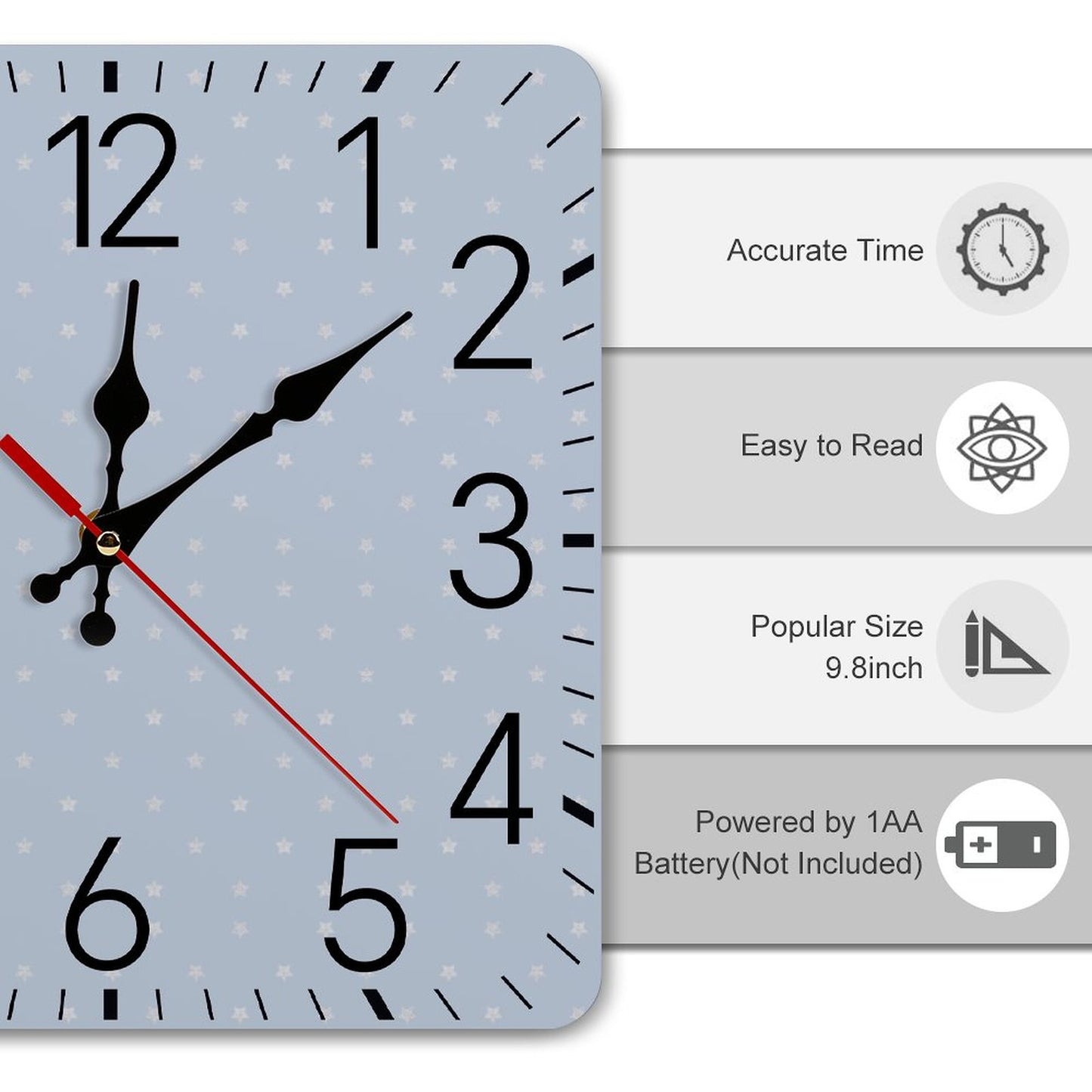 Square Wall Clock-9.8"x9.8"/25x25cm