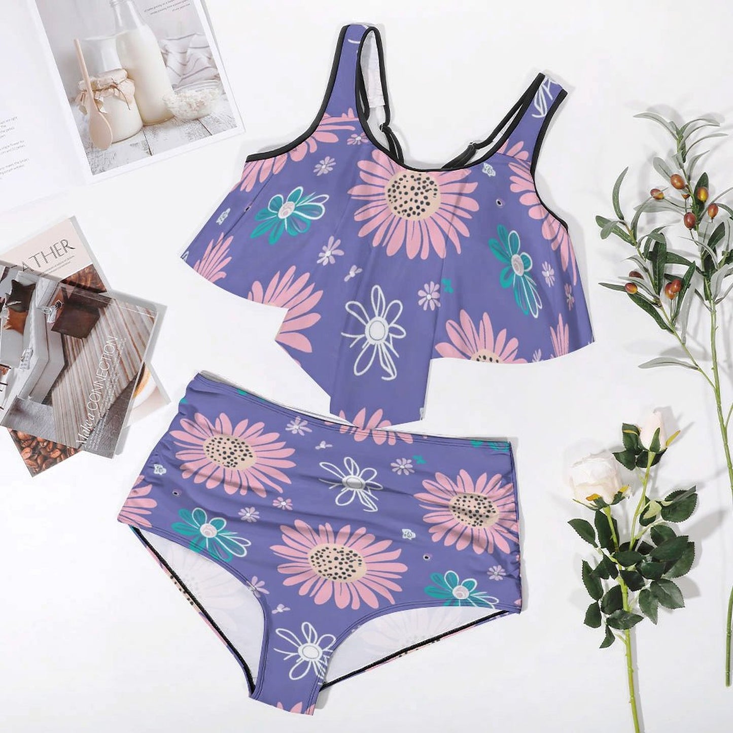 Plus Size Women's Two piece Swimsuit with Tankini