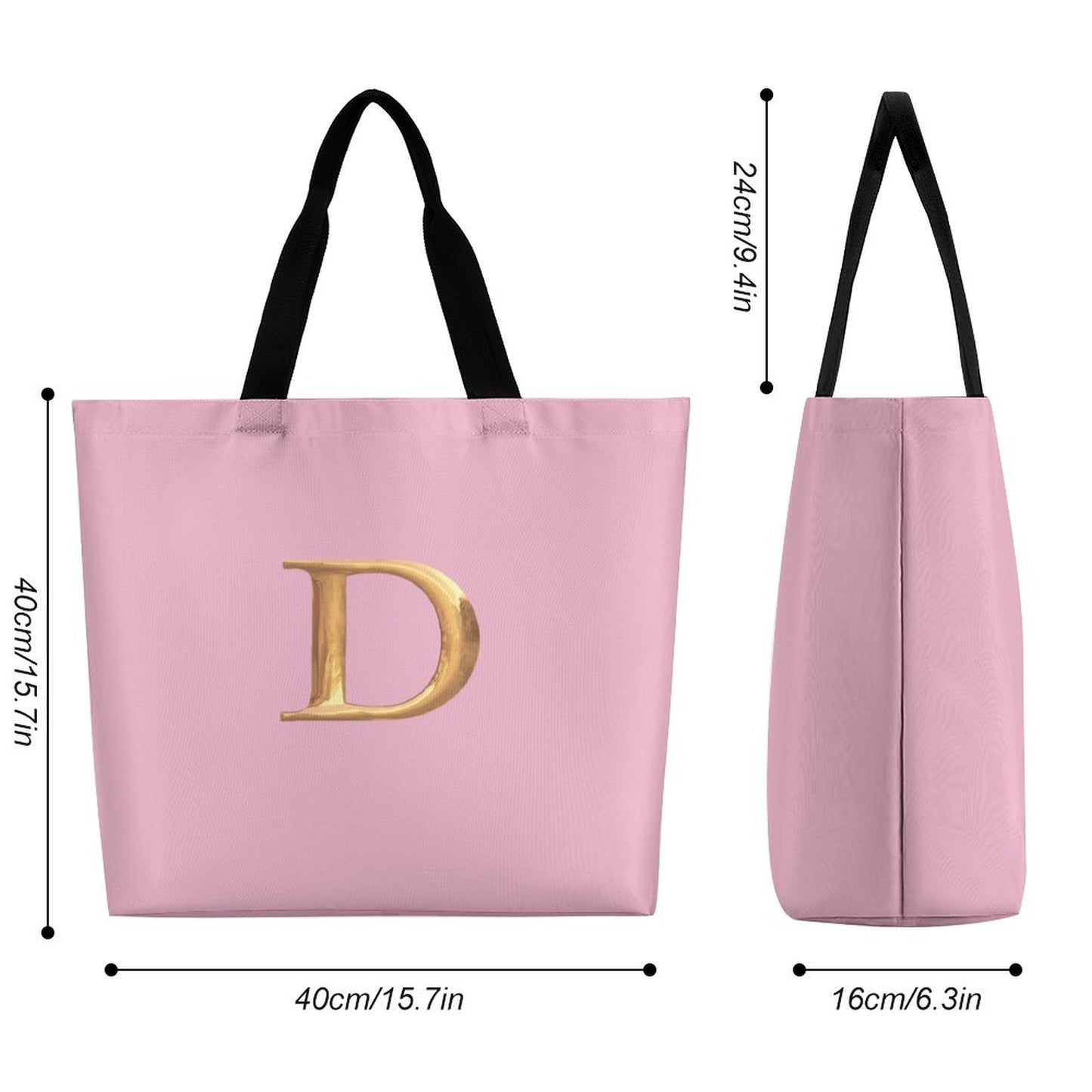 Large One Shoulder Shopping Bag Pink Bag - Gold D