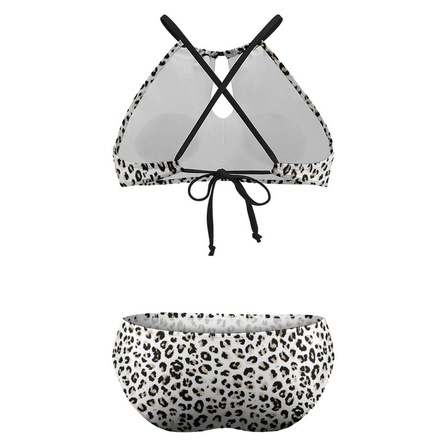 Plus Size Women's Two piece Swimsuit with High Neck Halter Top