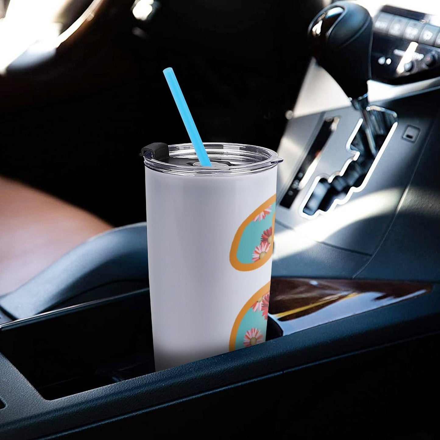 Car Travel Coffee Mug with Lid - Letter A