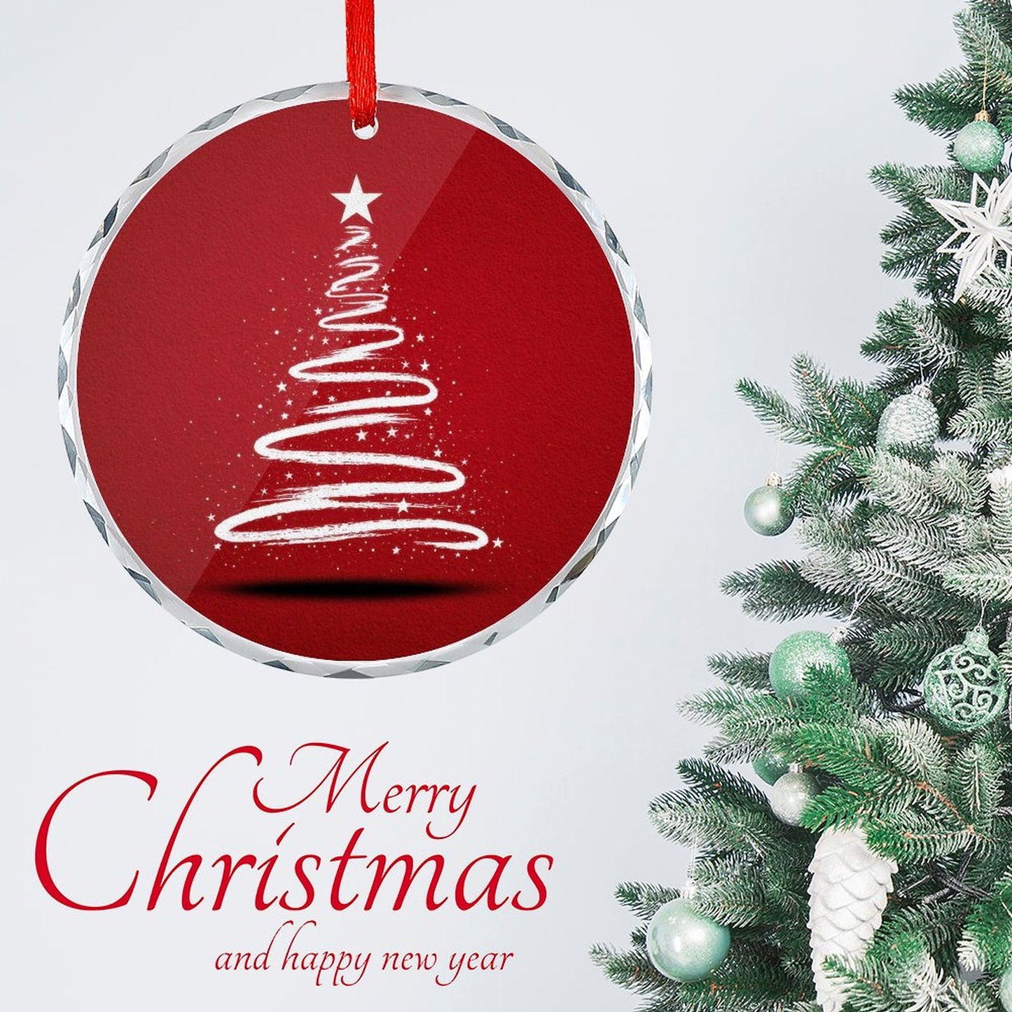 Glass Circular Ornament Pendant - Tree