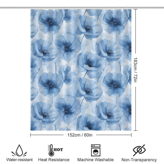 Blue flower curtain