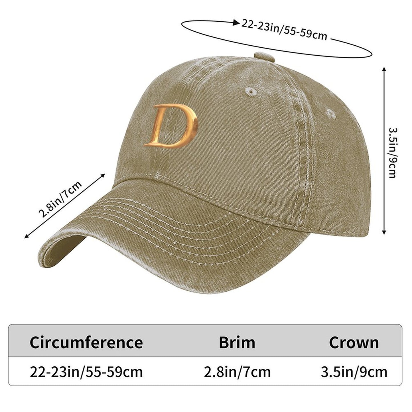 Cotton Vintage Washed Denim Baseball Cap (Front Printing)