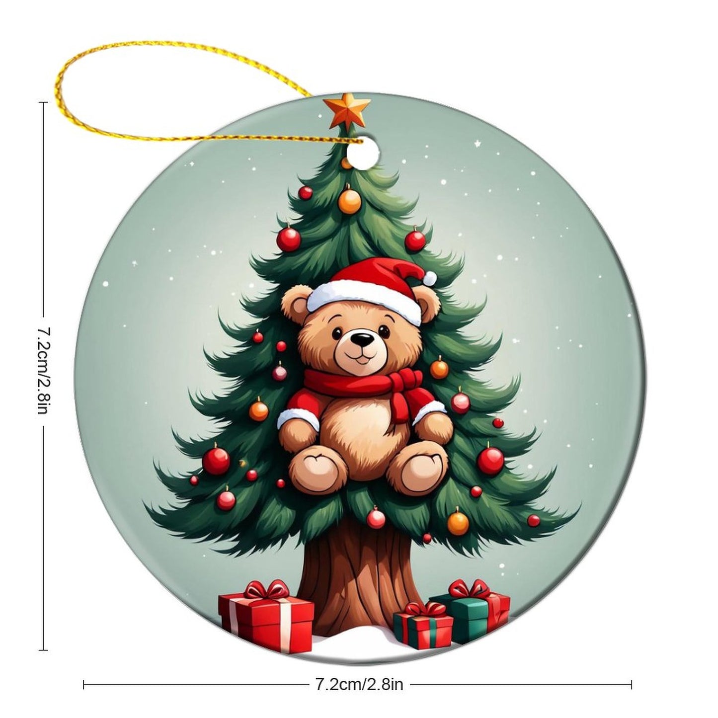 Round Christmas Ceramic Ornament (Glossy Surface)
