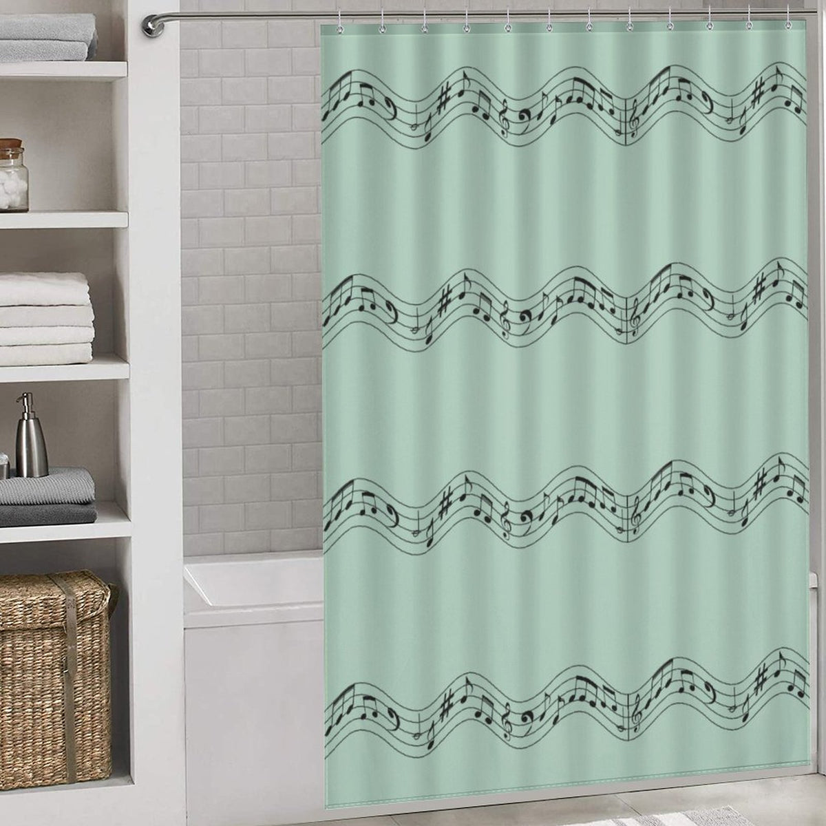 Musical note shower curtain