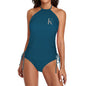 DTF Halter High Neck 2-Piece Swimsuit Set for Women