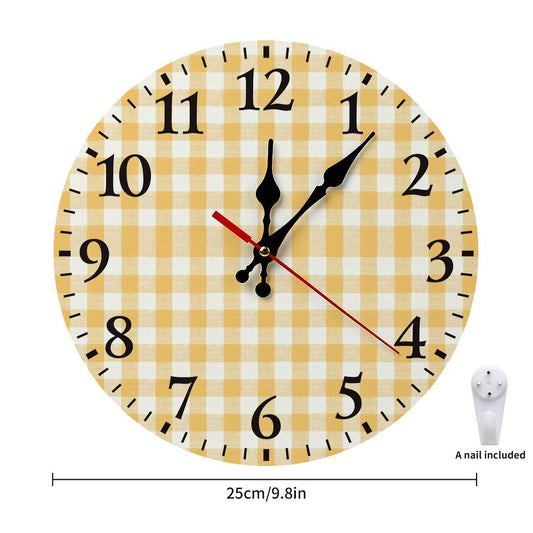 Modern Wooden Wall Clock - yelldw plaid