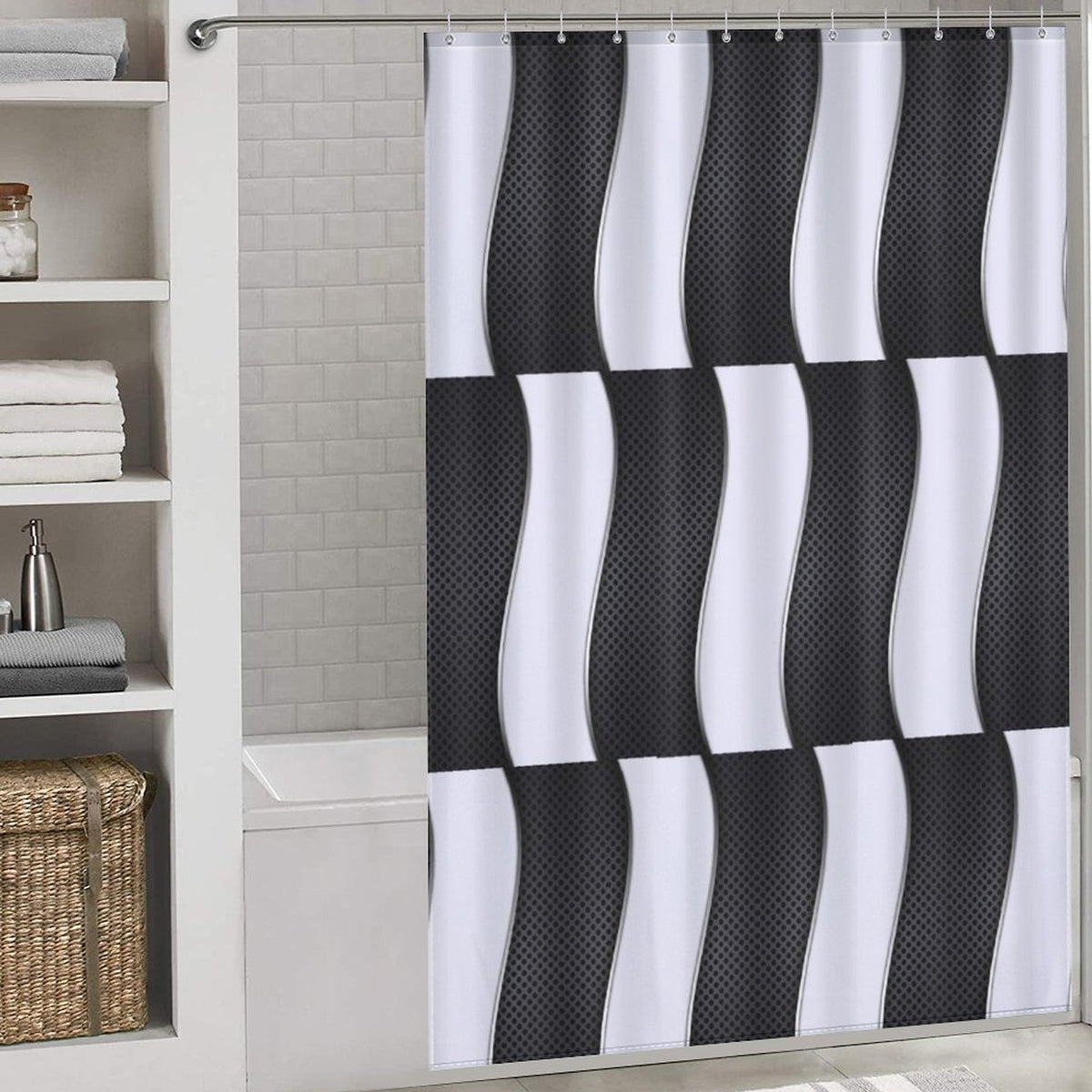 Black and white shower curtain