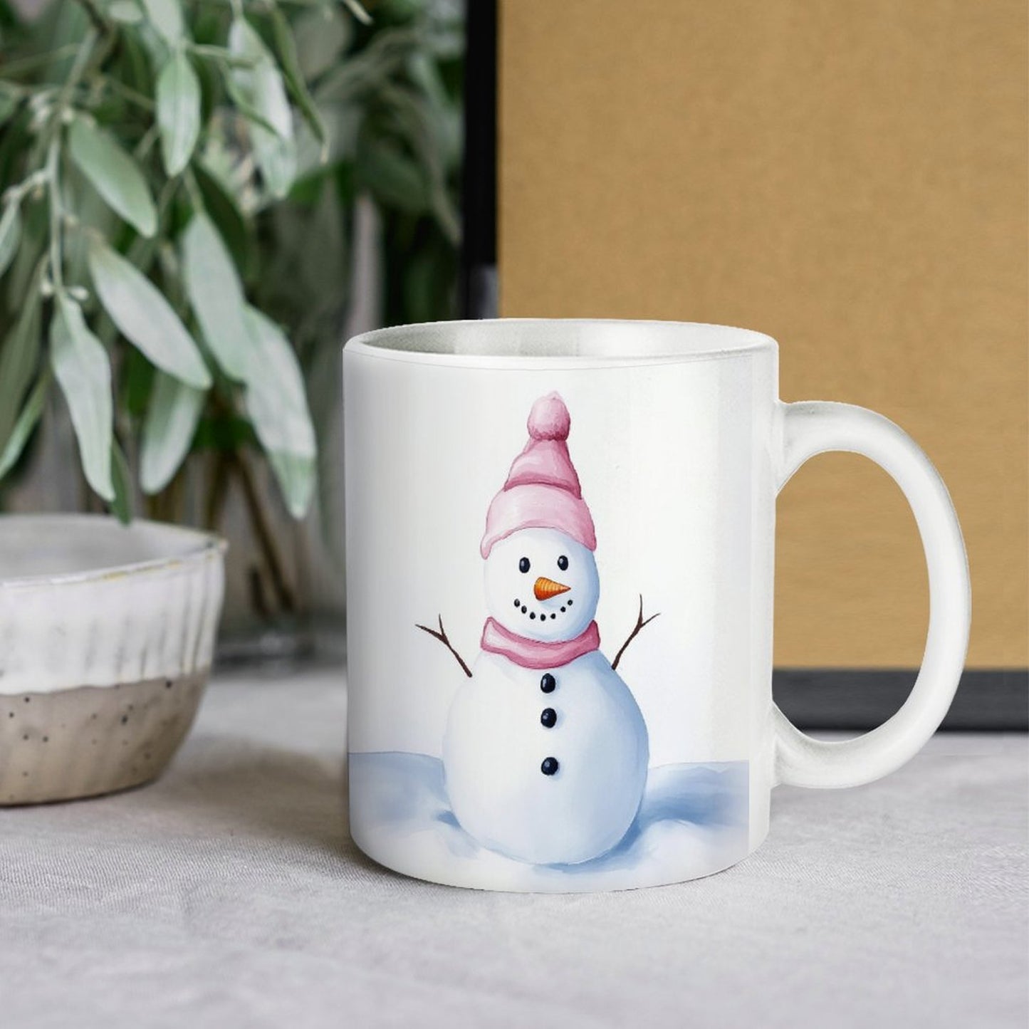 11oz White Mug - Snowman