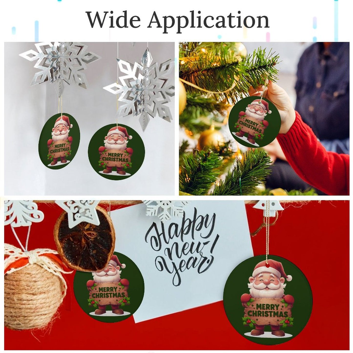 Round Ceramic Christmas Decorations (Matte Surface)