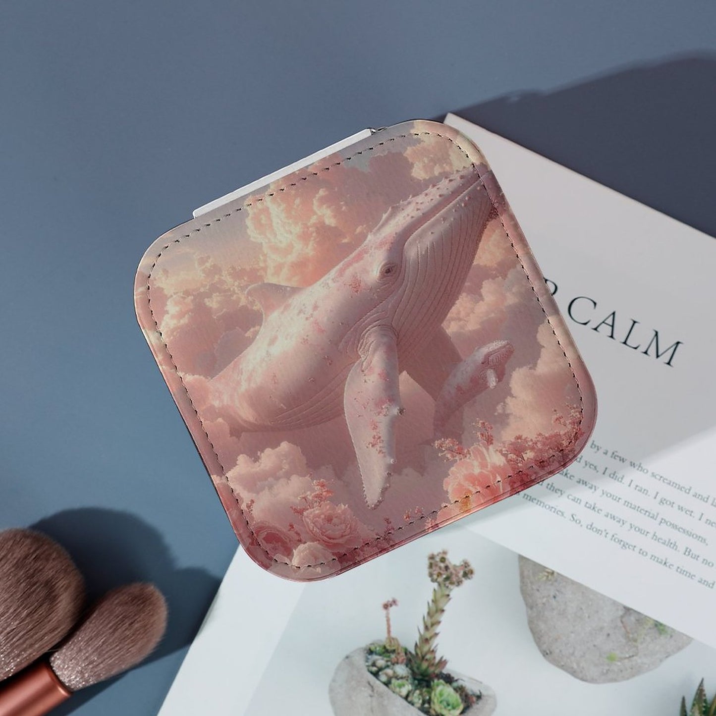 PU Portable Travel Jewellery Box - Pink Whale