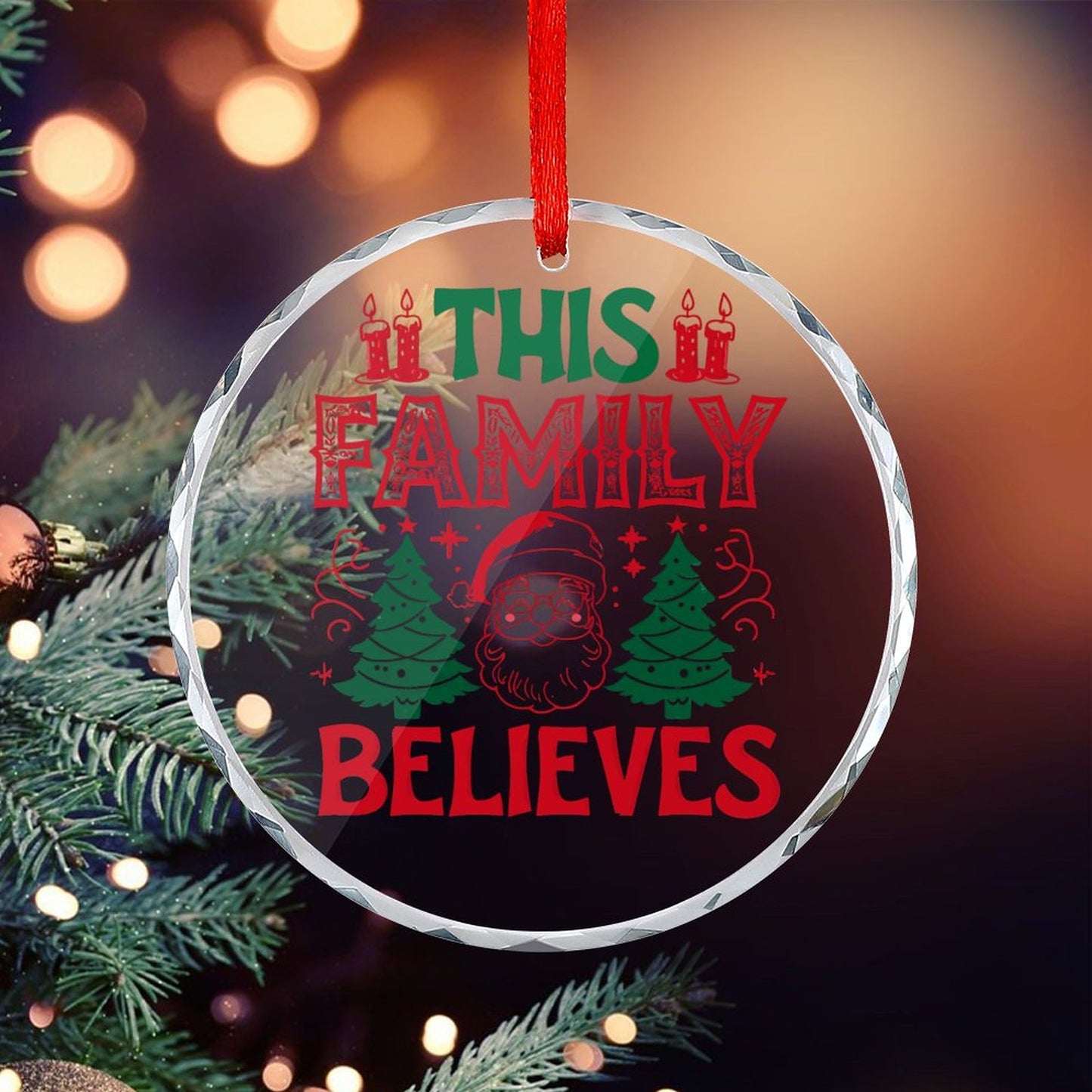 Glass Circular Ornament Pendant This Family Believes