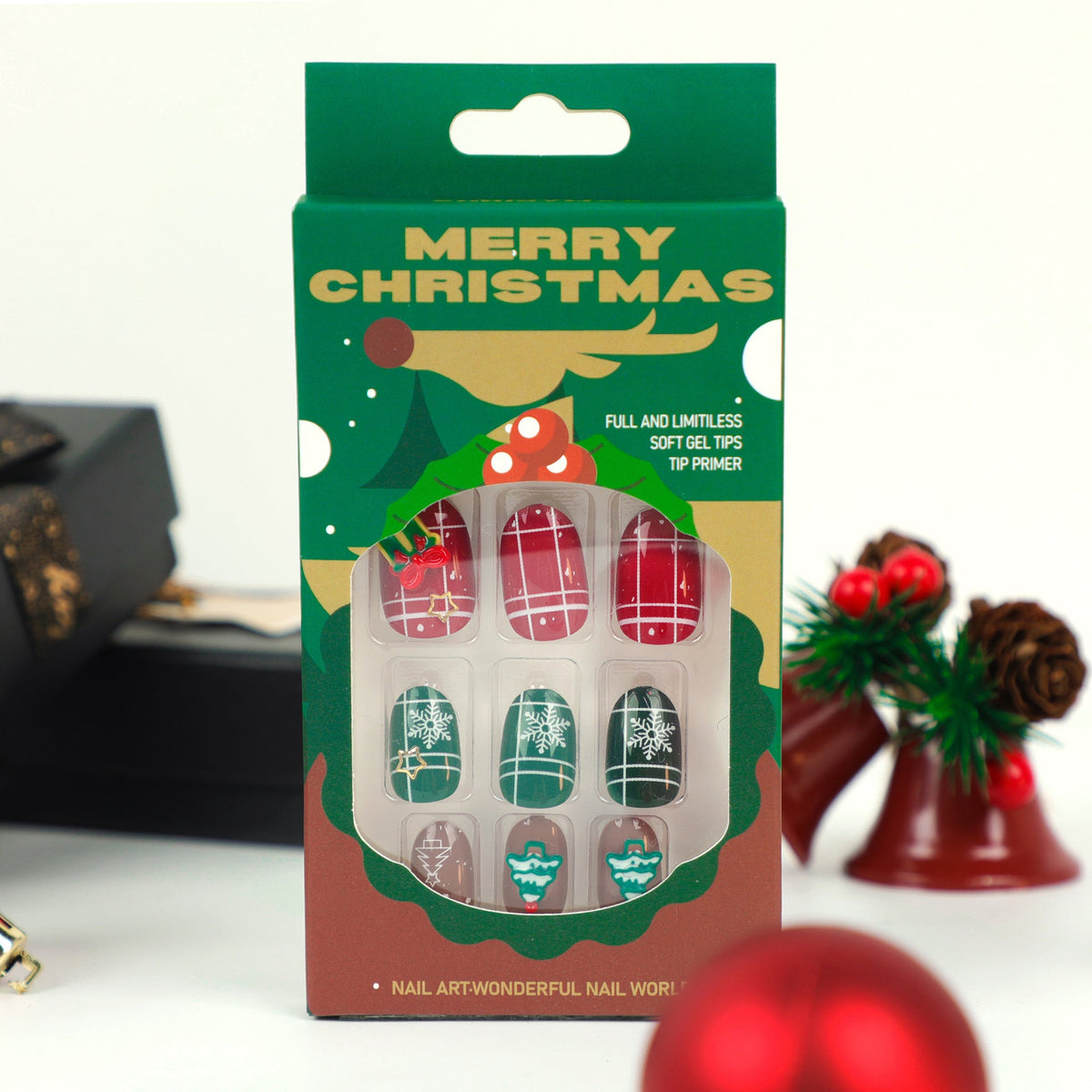Christmas nails Art False nails Press on nails in Autumn and Winter Removable nails Art Tablets nails Stickers – Image 4