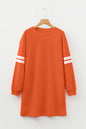 Orange Varsity Contrast Banded Sleeve Shift Sweatshirt Dress