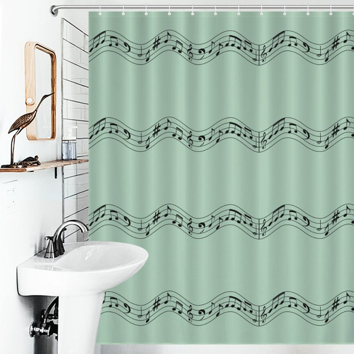 Musical note shower curtain