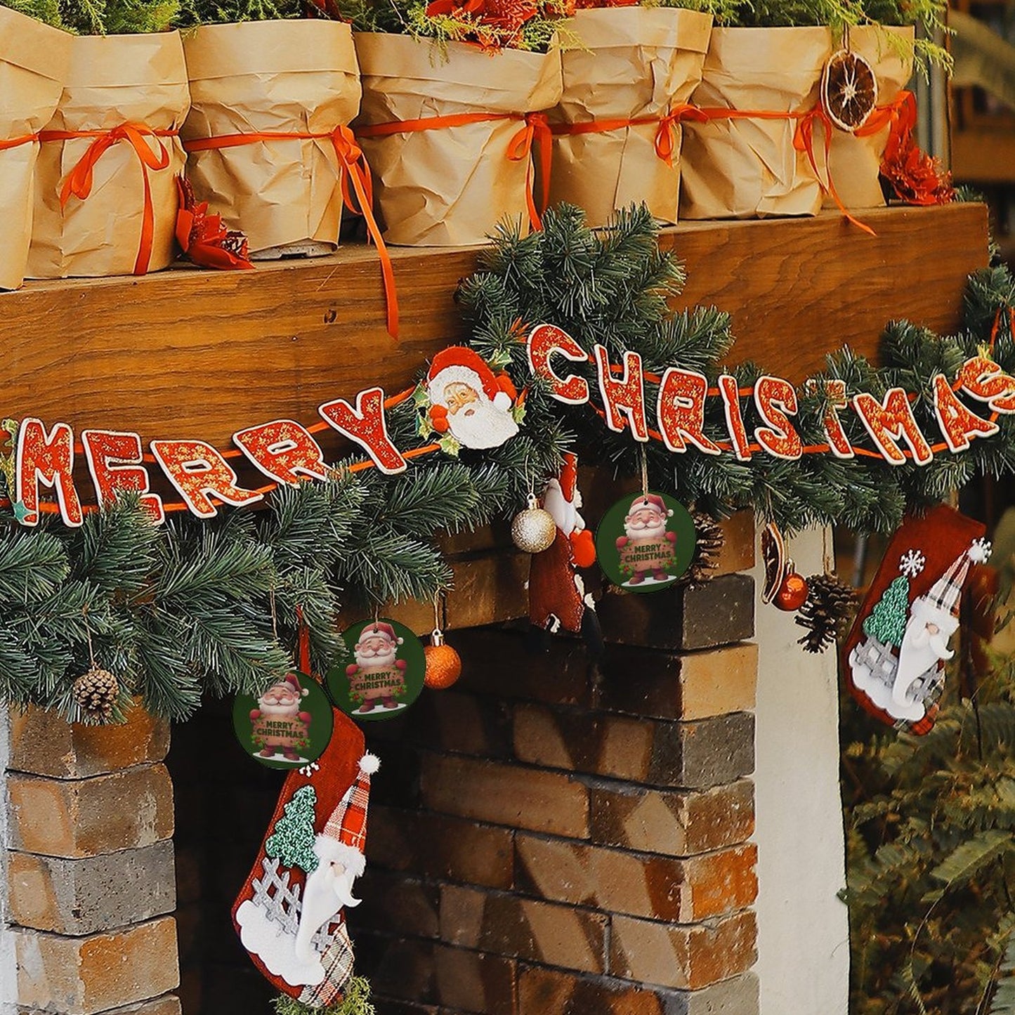 Round Ceramic Christmas Decorations (Matte Surface)